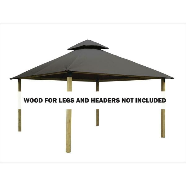 Acacia 14 sq. ft. Gazebo Roof Framing & Mounting Kit with Cadet Grey Outdura Canopy AGOK14- CADET GREY